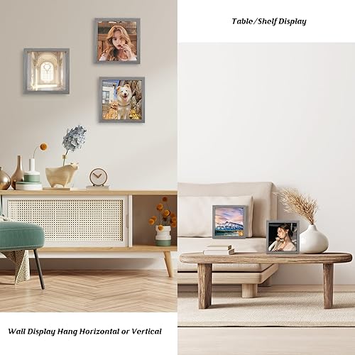 Vista 45 de Marco gris rústico de 18 x 24 pulgadas, marco para póster de 18 x 24 pulgadas, color gris envejecido, grande, retro, natural, 24 x 18 pulgadas