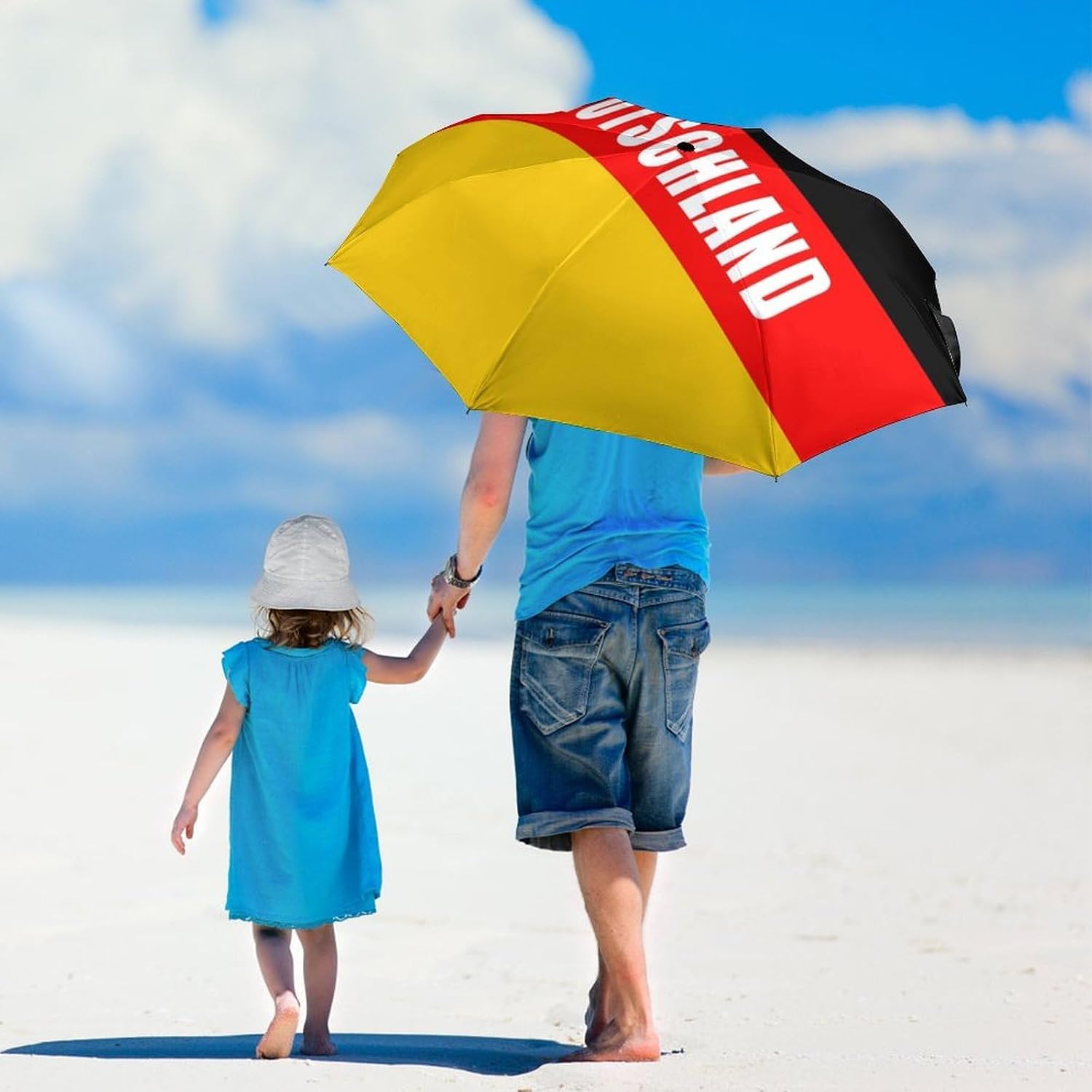 Deutschland Flag Of German Germany Travel Compact Umbrella Portable Tri-fold Folding for Rain Sun Protection