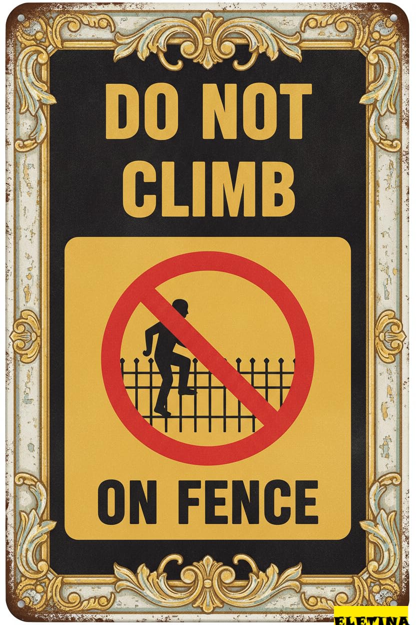 Personalized Sign for Man Cave Do Not On Fence Metal Wall Decor Warning Metal Wall Hanging Caution Notice Metal Plaque Driveway Road Street Parking Lot 8x12in Private Property Decorative
