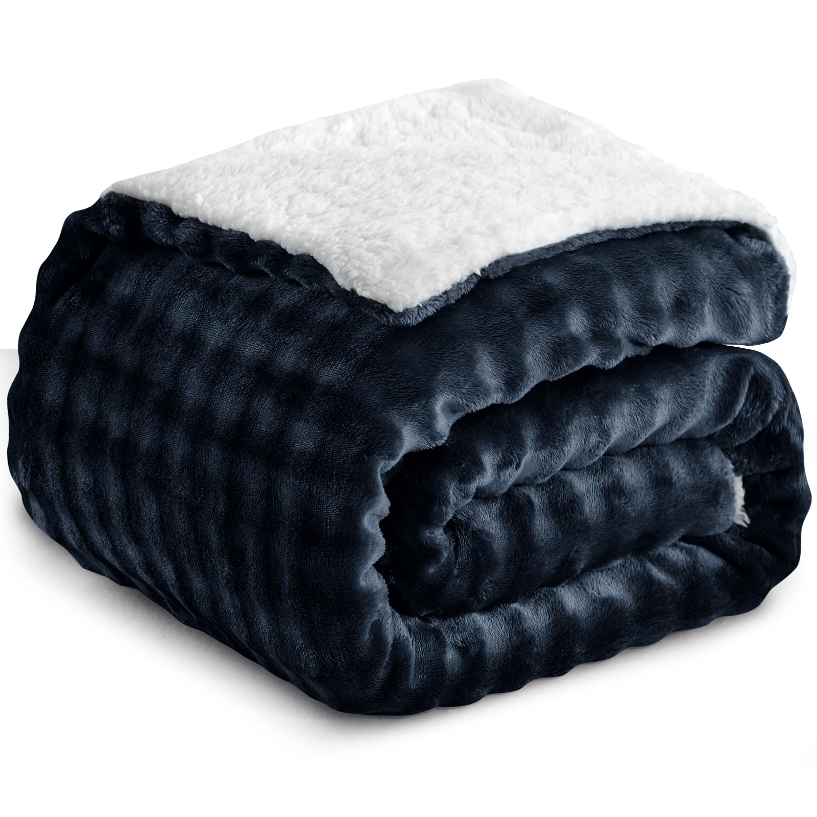 RUIKASI Manta Cama Invierno para Sofá, Sherpa Polar Reversible de Doble Cara, Franela Borreguito Suave al Tacto y Extra Cálida, Transpirable para Invierno (Azul, 130 x 150 cm) OEKO-TEX STANDARD 100