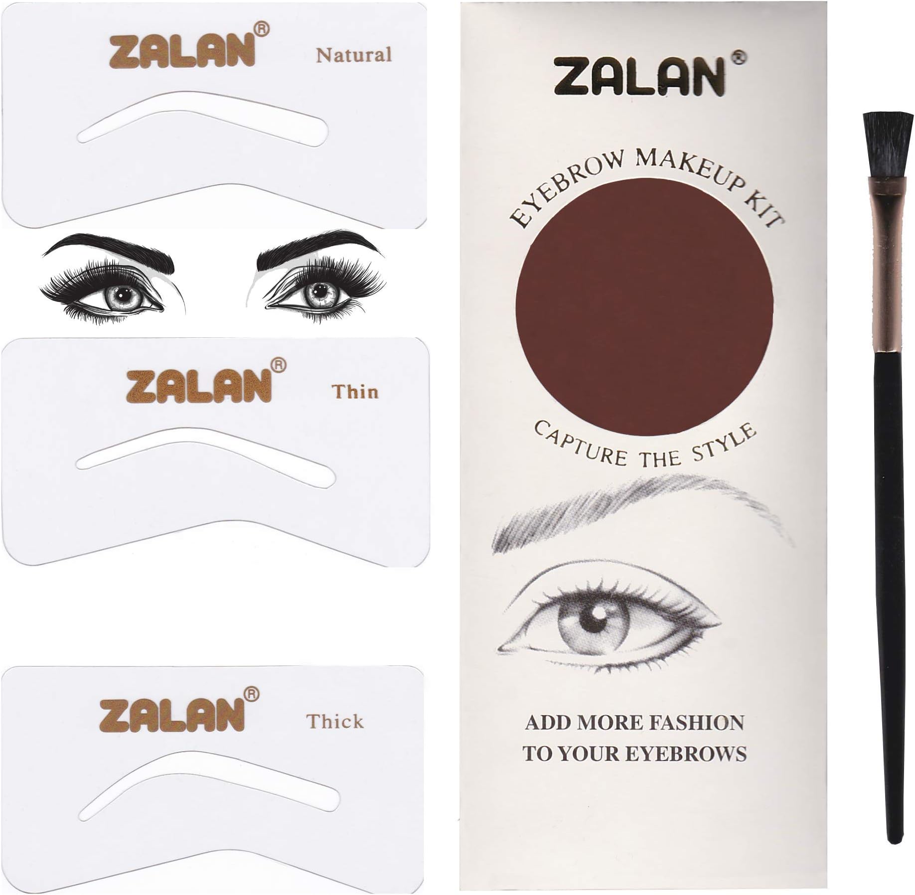 Zalan Cosmetics Ultimate Multi-Tasking Cosmetic Eyebrow Makeup Kit - Frosted Brown