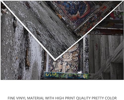 Miniatura 5 de YongFoto Telón de fondo de construcción abandonado de 10 x 6.5 pies, habitación subterránea desgastada, interior vacío, retro, graffiti, pared,