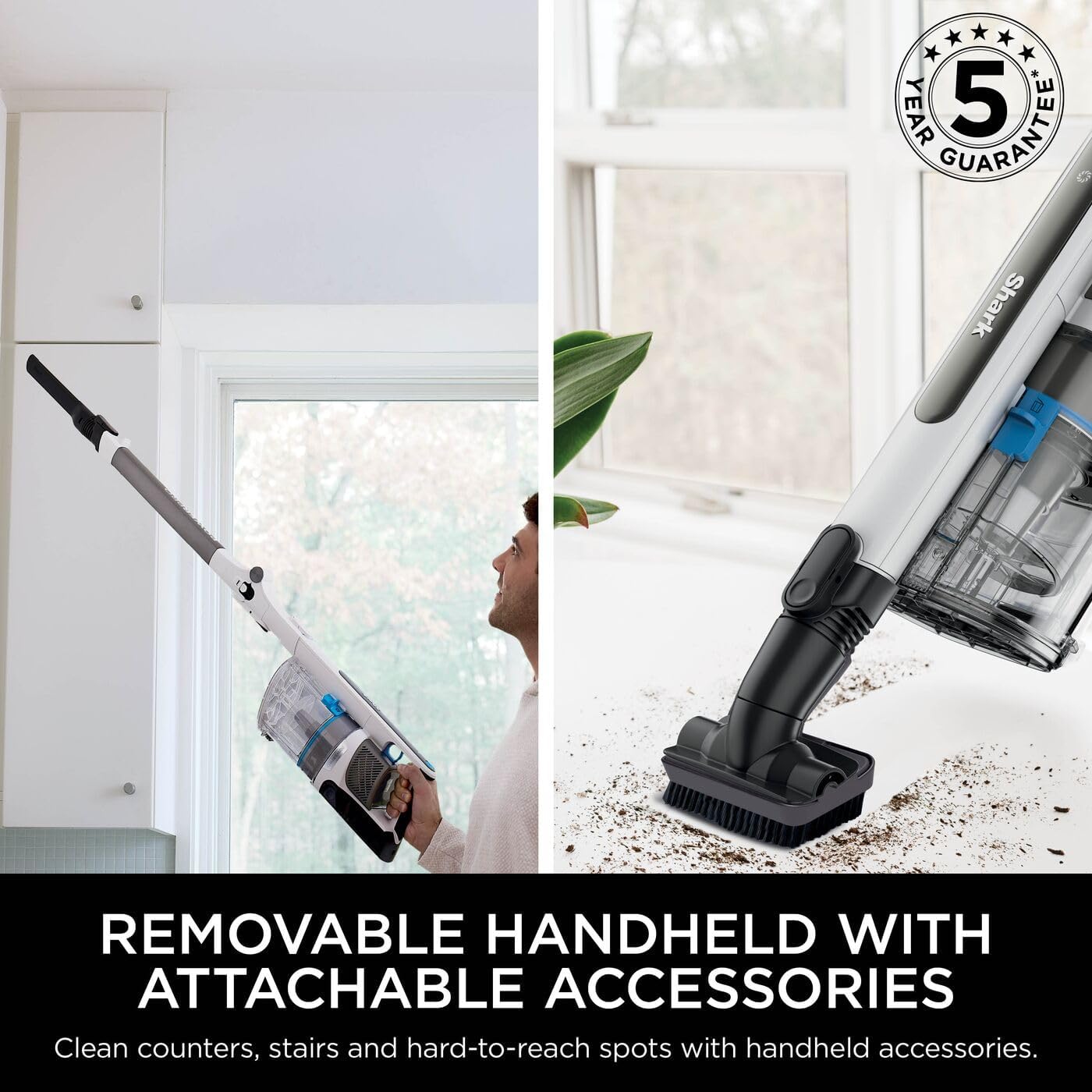 Shark PowerPro Pet Cordless Stick Vacuum Cleaner, Lightweight, Floor Detect Technology, Anti-Hair Wrap Technology, Anti-Allergen Complete Seal, Flexible, Handheld mode, Java Metallic, IZ380UKT