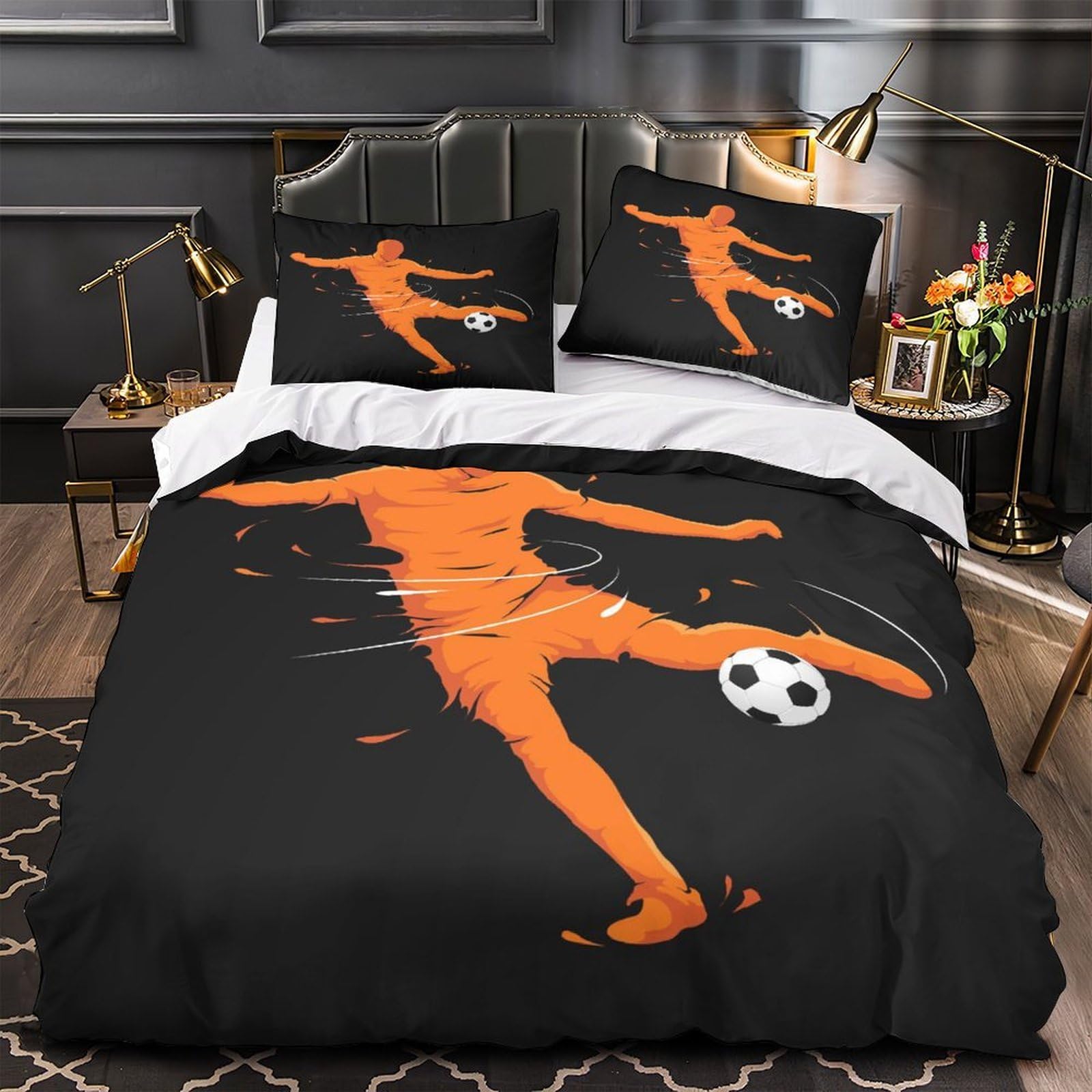 Housse de Couette Football Hypoallergénique Microfibre Parure Lit Douce