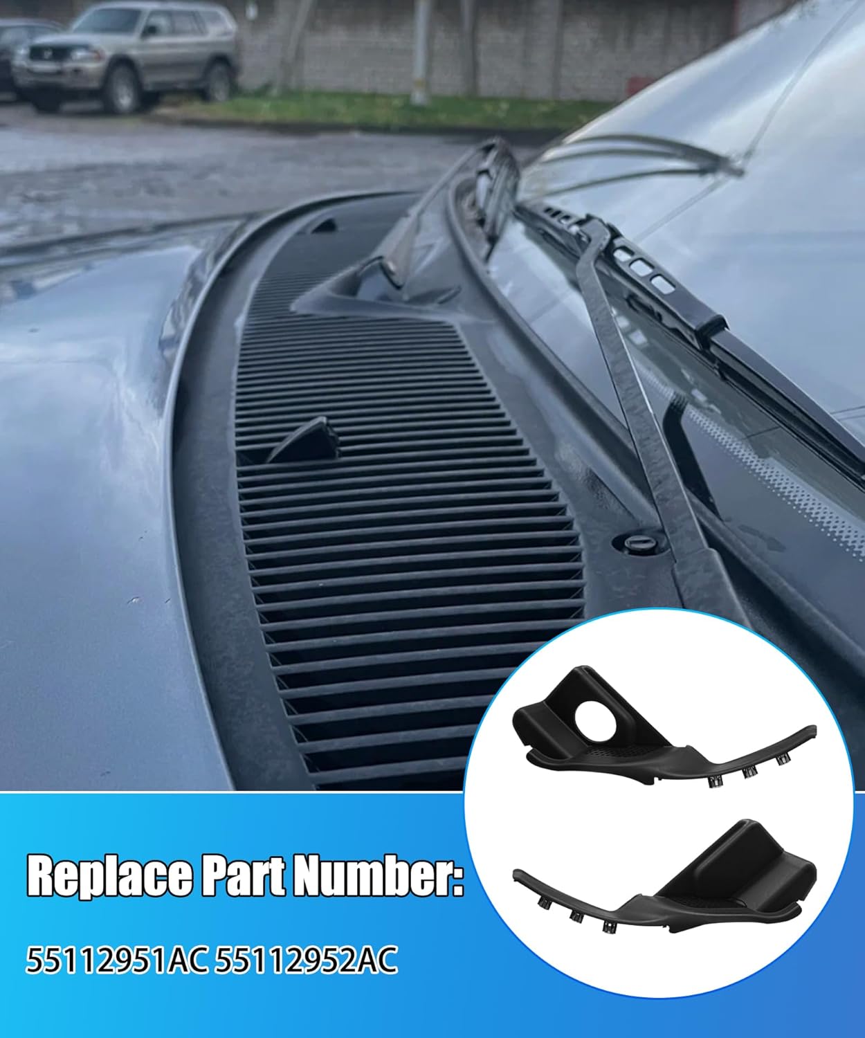 Windshield Wiper Cowl Panel Grille Fits For Jeep Grand Cherokee 2016-2022 Left & Right Front Window Cover Insert Panel Replace 55112951AC 55112952AC