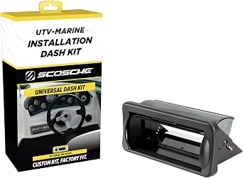Scosche ACM5B Universal Marine Radio Cover - Water Resistant Boat Dash Radio Protector Shield with Spring Loaded Flip-Up Retractable Door, Single DIN Marine Stereo Kit - Durable Boat Accessory - Black