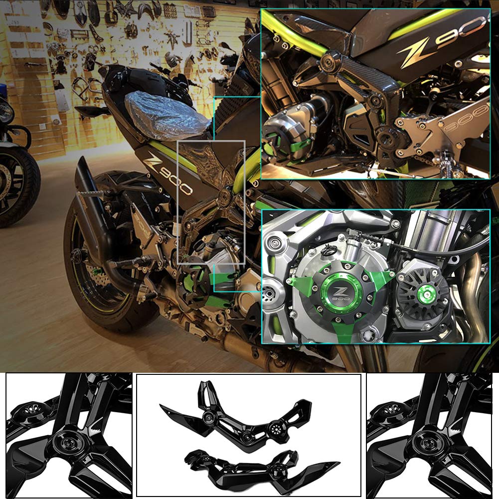 FATExpress Cubierta del Cuerpo del Marco Izquierdo y Derecho de la Motocicleta Panel de Ajuste Lateral Delantero Decoración de protección de carenado para Z900 Z-900 Z 900 2017 2018 2019 (Negro)