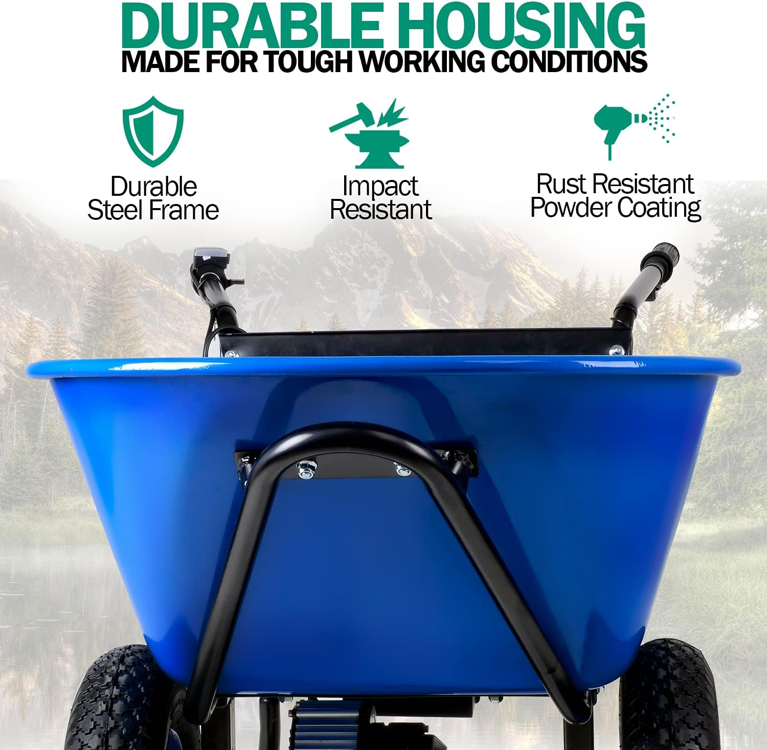 Landworks Wheelbarrow Utility Cart Electric Powered 24V DC 180W AGM Battery 330lbs (150kgs) Max Capacity Barrel Dump Material Debris Hauler : Patio, Lawn & Garden