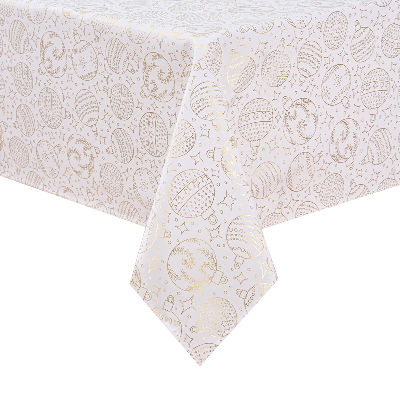Alishomtll Mantel de Navidad blanco lavable, repele la suciedad, efecto loto, mantel de Navidad, protección antimanchas, impermeable, para cocina, comedor, fiesta, vacaciones, 140 x 200 cm