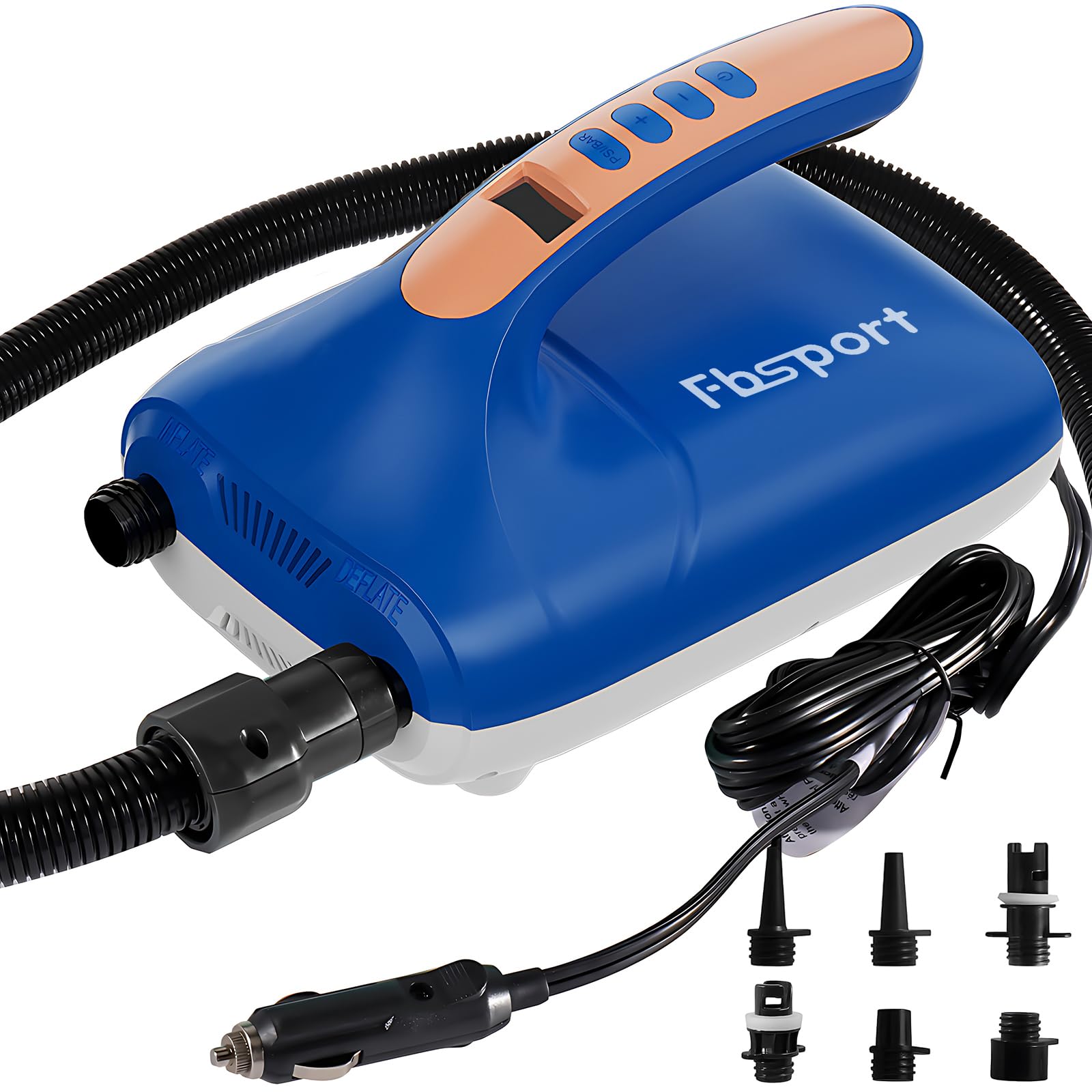 Inflador Electrico Paddle Surf, Bomba de Aire Eléctrica Portatil 20PSI, 12V DC Hinchador con Función de Apagado Automático y LCD, Inflado y Desinflado 2 en 1, para Kayak Colchón de Aire Tienda y Barco