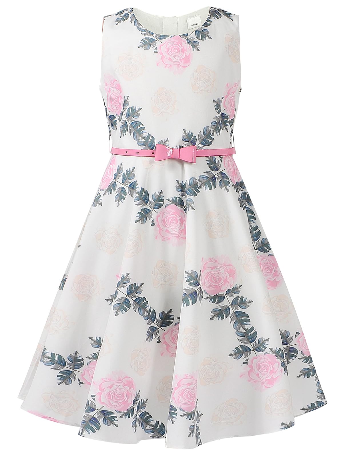 BONNY BILLY Vestido Niña Fiesta Boda Ceremonia Estampado Floral Vintage con Cinturón