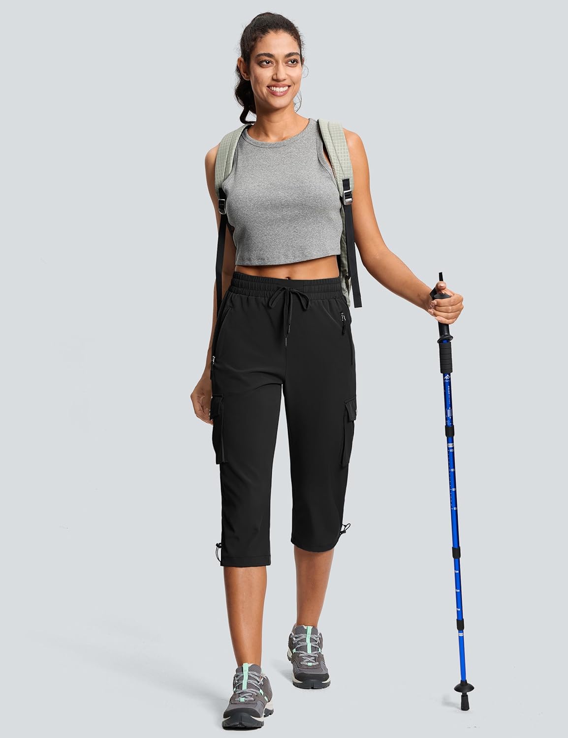 ISEEGZ Capri Pants for Women Breathable UPF 50+ Womens Cargo Capris for Summer with 8 Pockets for Hiking Travel Casual