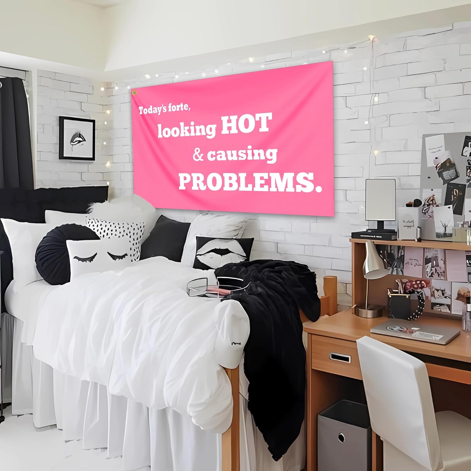 Looking Hot & Causing Problems Flag 3x5 Ft Funny Pink Tapestry Durable polyester for Room Teen Girls Indoor Bedroom and College Dorm Wall Banner Flag Decor - Image 3