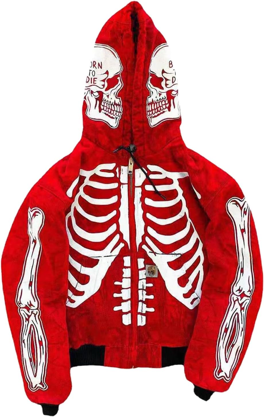 AONUOWE Skeleton Zip Up Hoodie Skeleton 