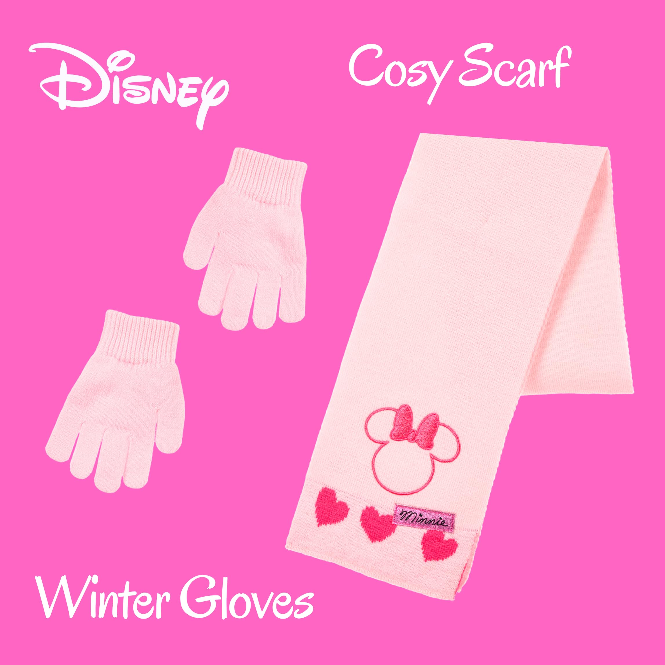 Disney Minnie Mouse Gorro Bufanda Guantes y Orejeras para Niñas, Diseño Brillante Gorro de Invierno Infantil, Regalo para Niñas