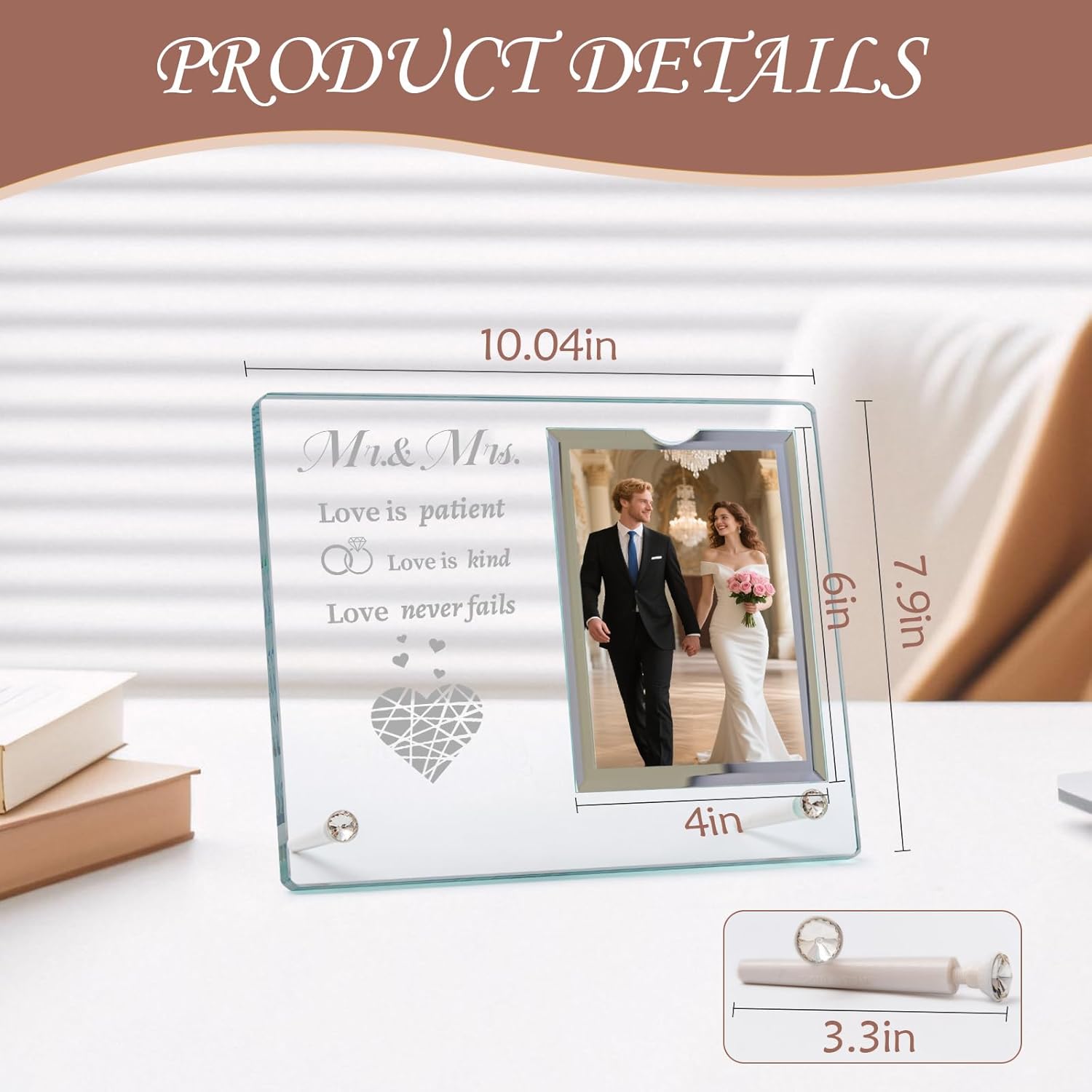 4x6 Wedding Picture Frame Wedding Gifts for Couples, Mr & Mrs Picture Frame Glass Frames Engagement Wedding Photo Frames Gifts for Bride Newlywed