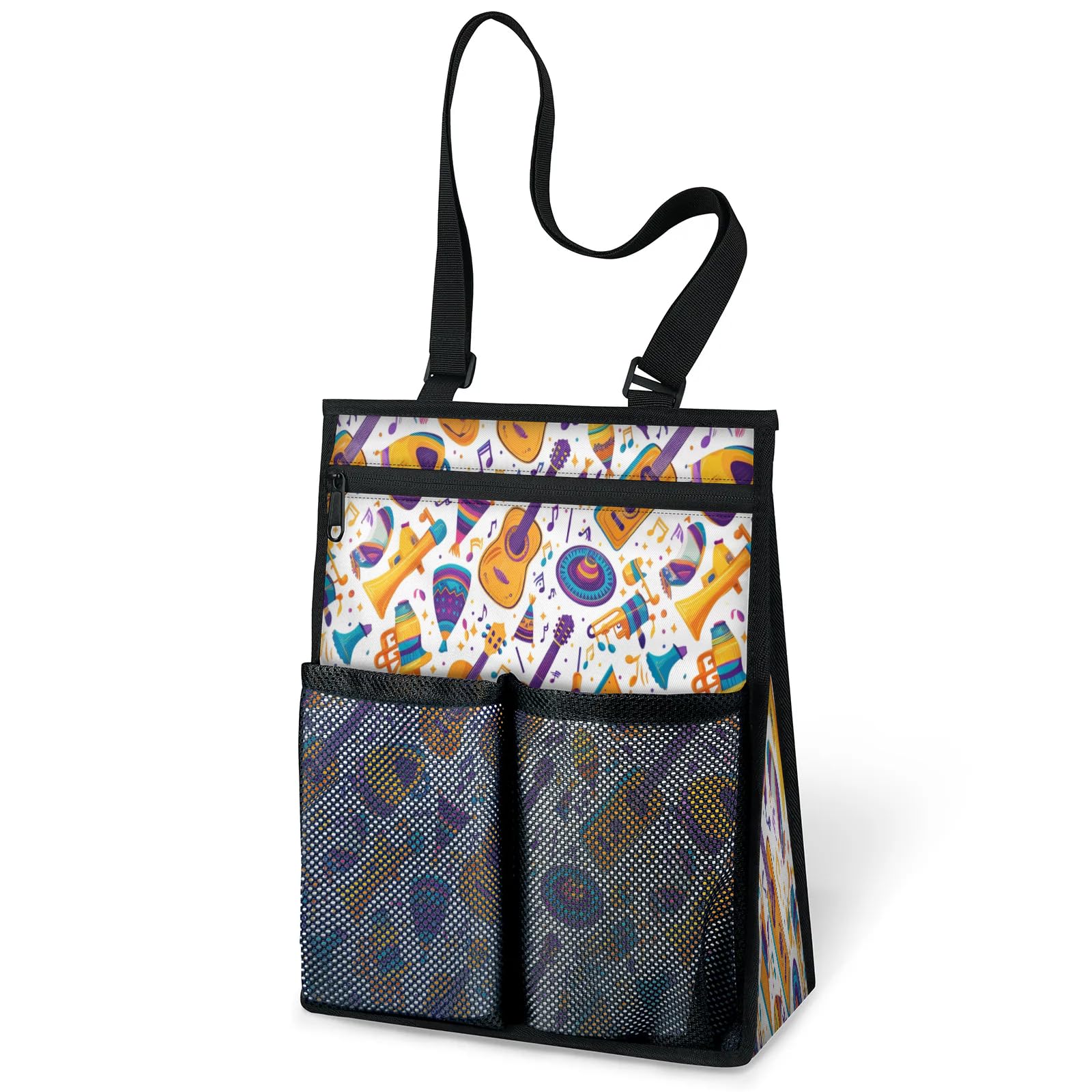 Ourtheme Mexico Music Theme Portable Shower Bag for Travel Gym Camp Beach Tote Shower Caddy Bags Hanging Toiletry