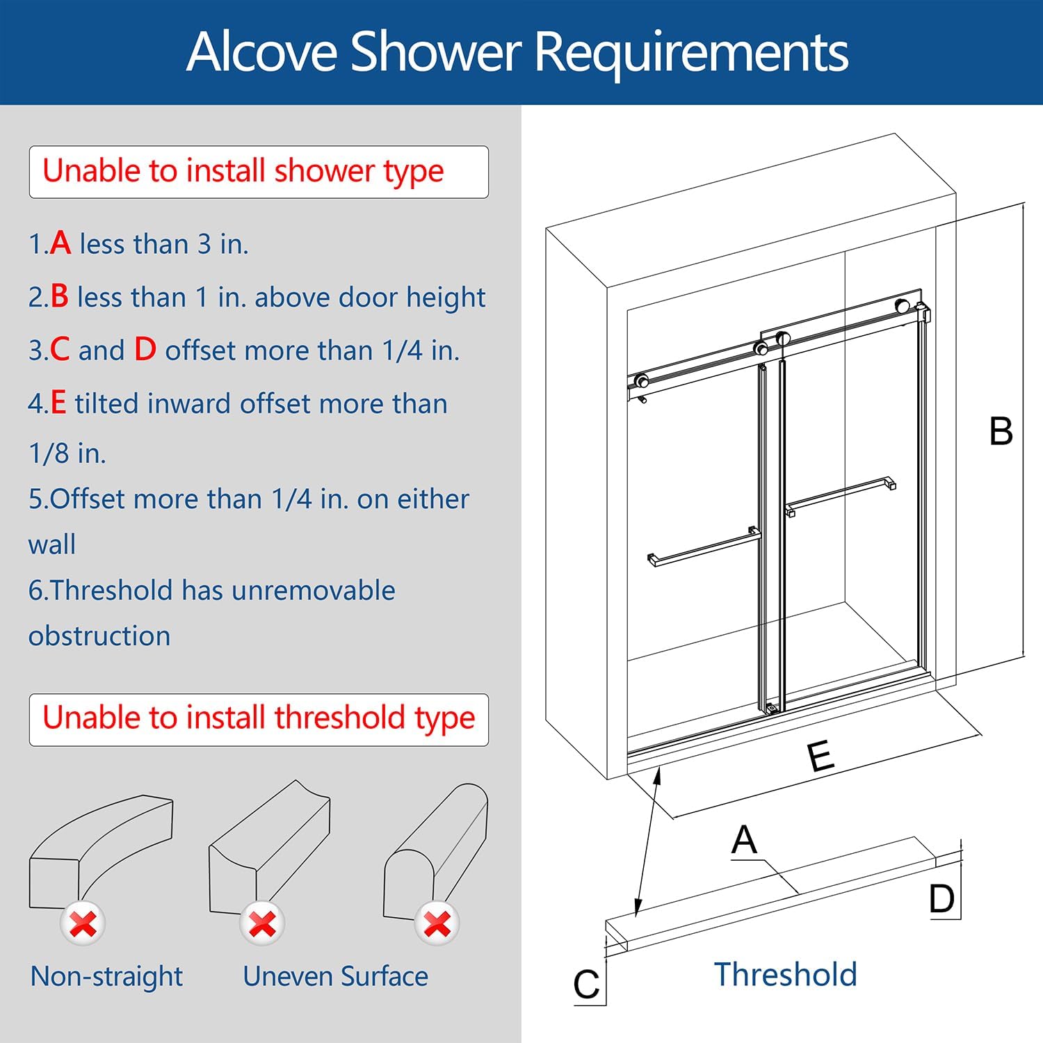 Frosted Shower Doors 56-60" W x 76" Double Sliding 3/8"(10mm) Frameless Tempered Glass with Towel Bar Handle Stainless Steel Hardware (Brushed Nickel)