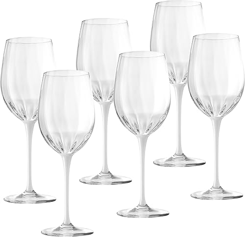 Barski Copas de vino tinto Vaso de cristal Vaso de agua tallo blanco Juego de 6 copas 18 onzas Hecho en Europa