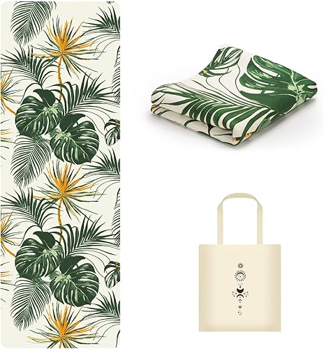 Miniatura 1 de Tapete de yoga plegable de gamuza para viaje, resistente al desgarro, antideslizante, duradero, bolsa de mano incluida para yoga, pilates,