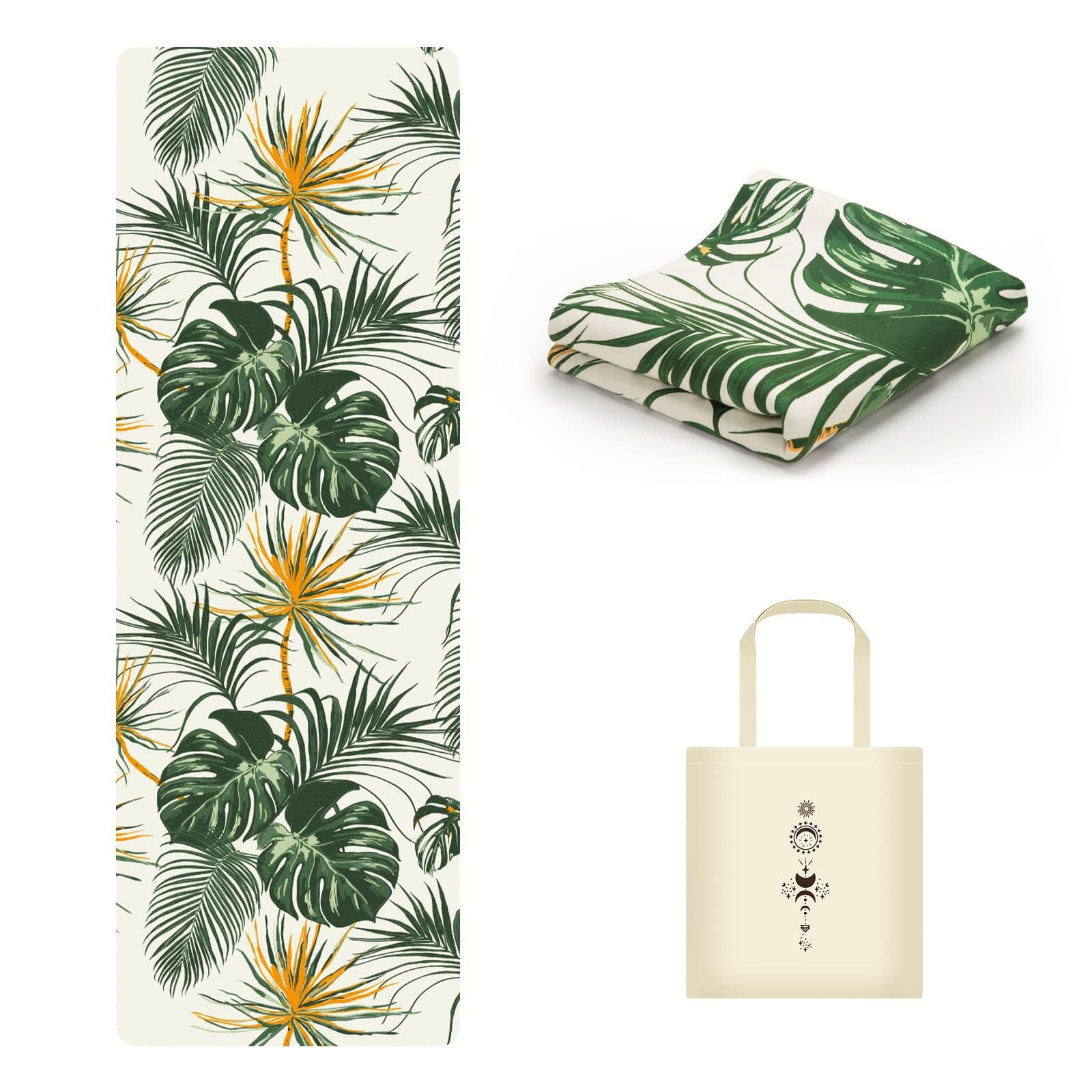 Tappetino Yoga Pieghevole da Viaggio, Fitness Antiscivolo per Allenamento Yoga e Pilates, 183x61 cm, Spessore 1,5 mm Verde