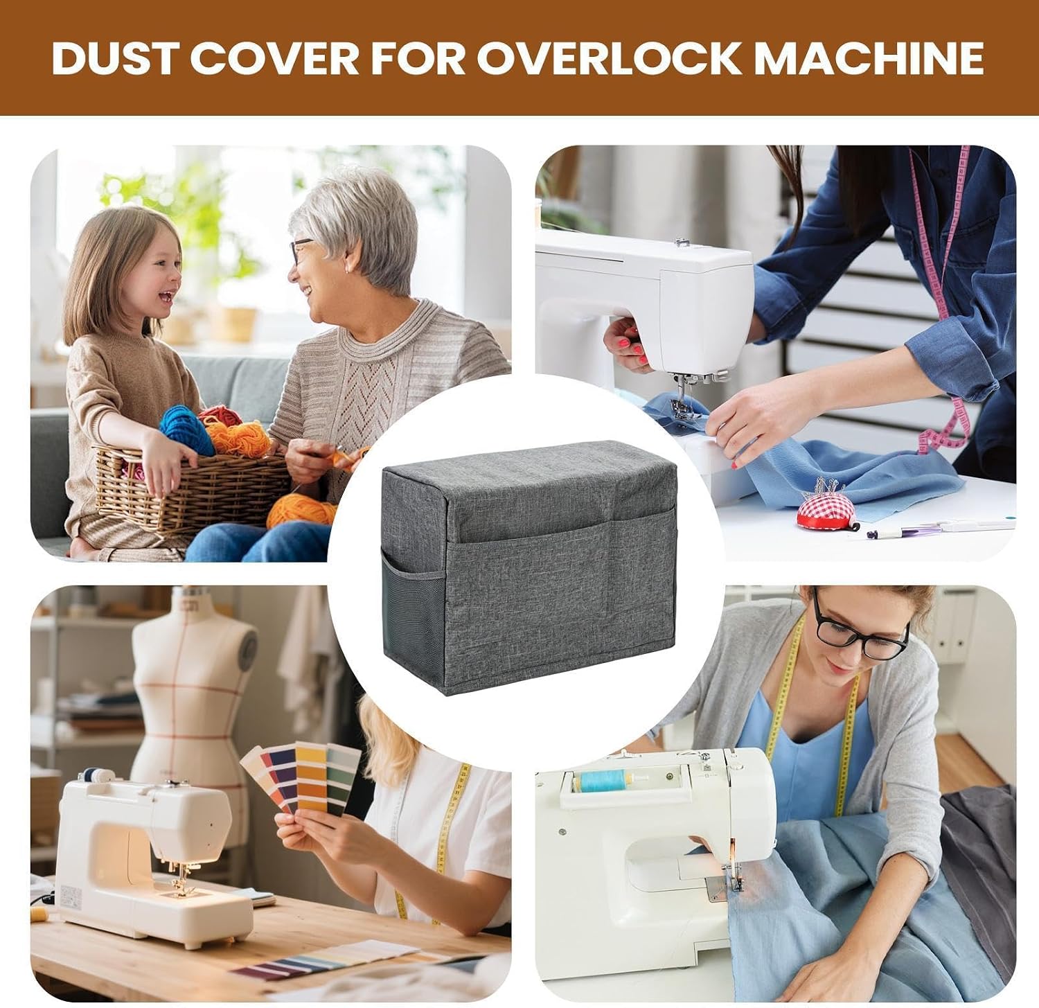 Sewing Machine Dust Cover Art Project Storage Organizer Case with Pocket