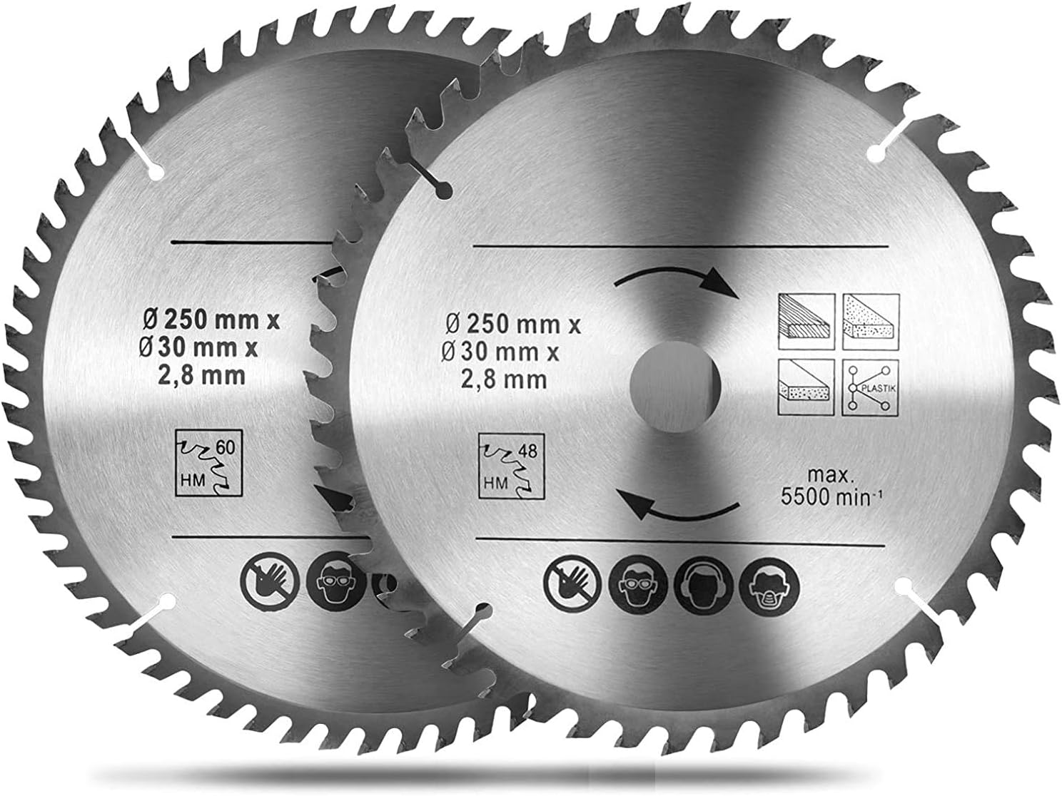 Silverline Hartmetall-Sägeblatt 250x30 Mm – 80 Zähne Für Aluminium, Inkl. Reduzierringen