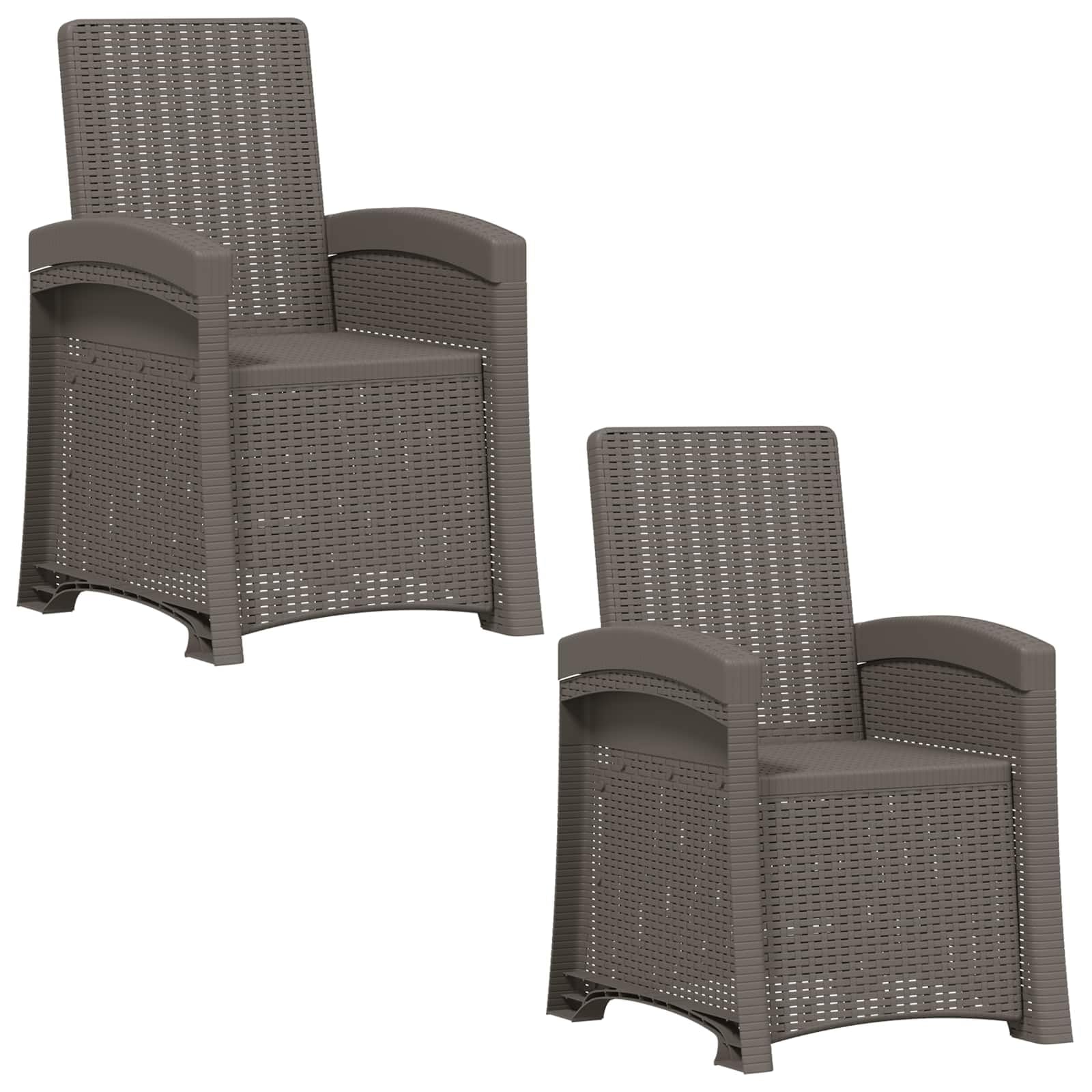 Silla de jardín reclinable imitación ratán 2 piezas, color gris claro | Polipropileno duradero, respaldo regulable 3 posiciones, uso exterior, fácil de limpiar