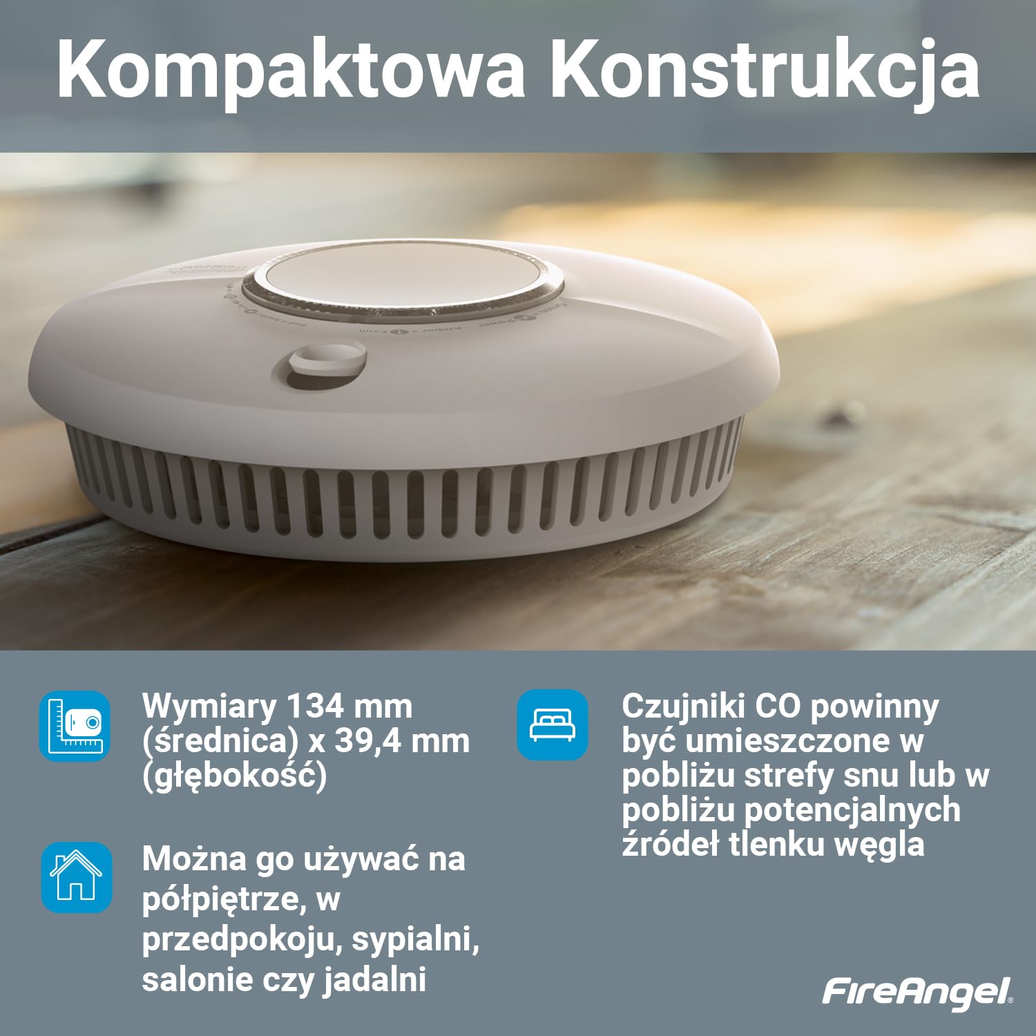 Fire Angel SCB10-INT Czujnik Czadu i Zadymienia Domu – Podwójny Czujnik Dymu i Czadu na Połączone Detektor Dymu i Detektor Tlenku Węgla – Biały