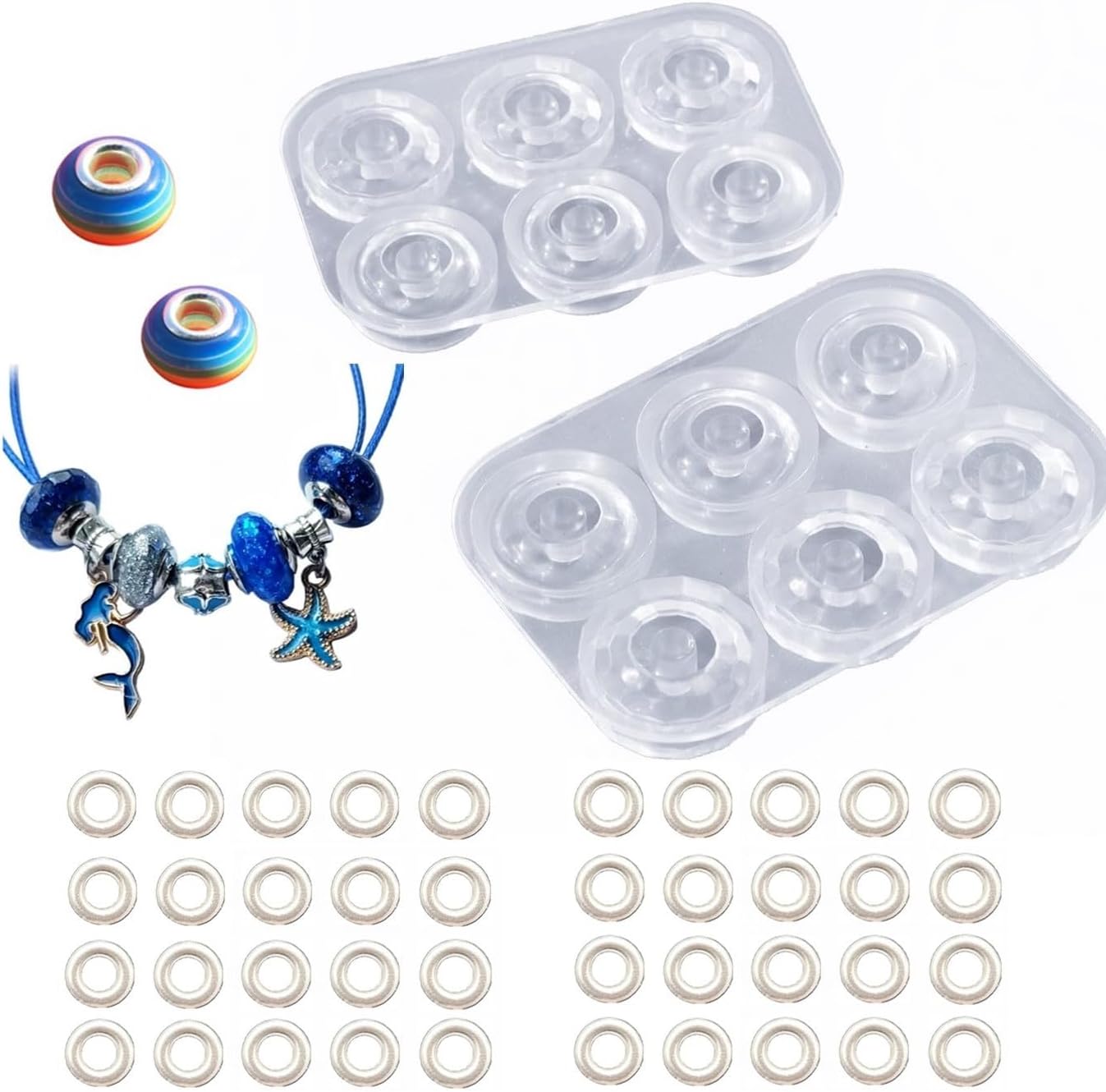 Silicone Mold for 15mm & 16mm Flat Resin Beads, Smooth & Faceted Styles, Epoxy & UV Resin Casting Mold for Jewelry Making