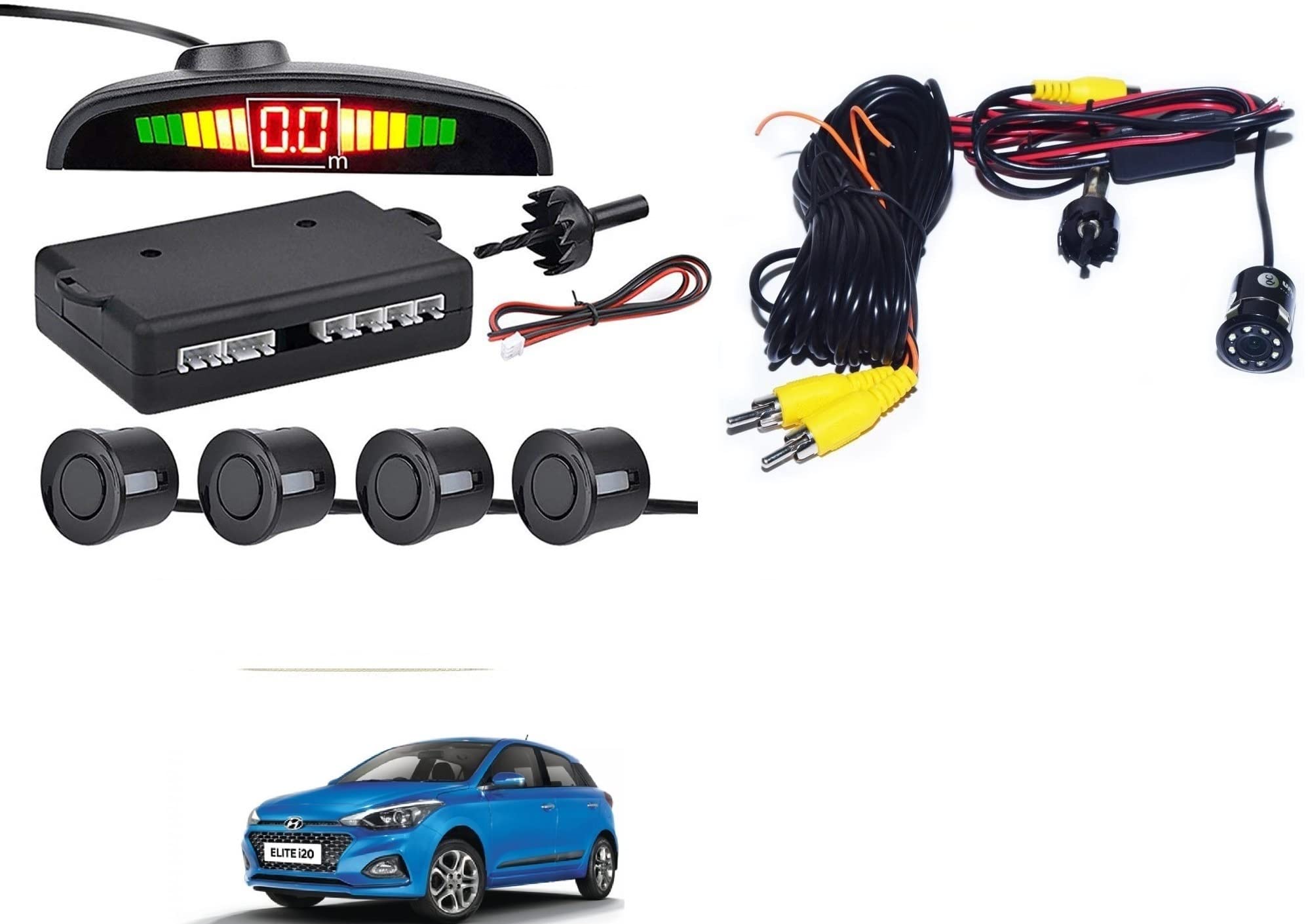 Auto Addict CAR Reverse Parking System Combo Black Parking Sensor with Reverse Parking Camera for Hyundai Elite i20(2014-2019)-image-6