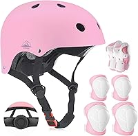 TCCVANAS Adjustable Kids Bike Helmet & Protective Gear Set - Knee Elbow Pads Wrist Guards for Ages 3-14 Boys Girls Skating Biking