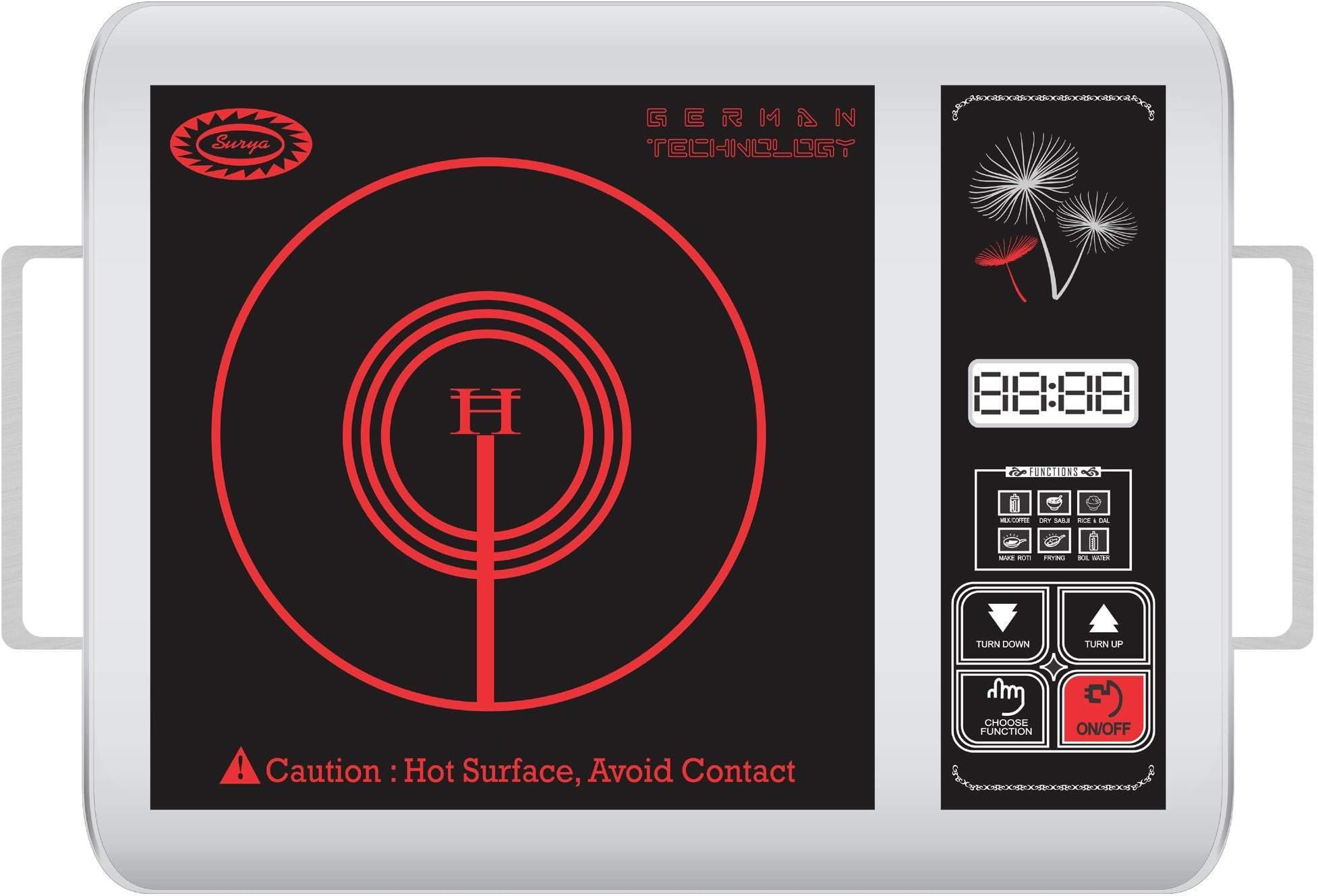 Surya Infra Red Ray Infrared ray cooktop Model PS-19 in Crystalline Glass Plate Black SS