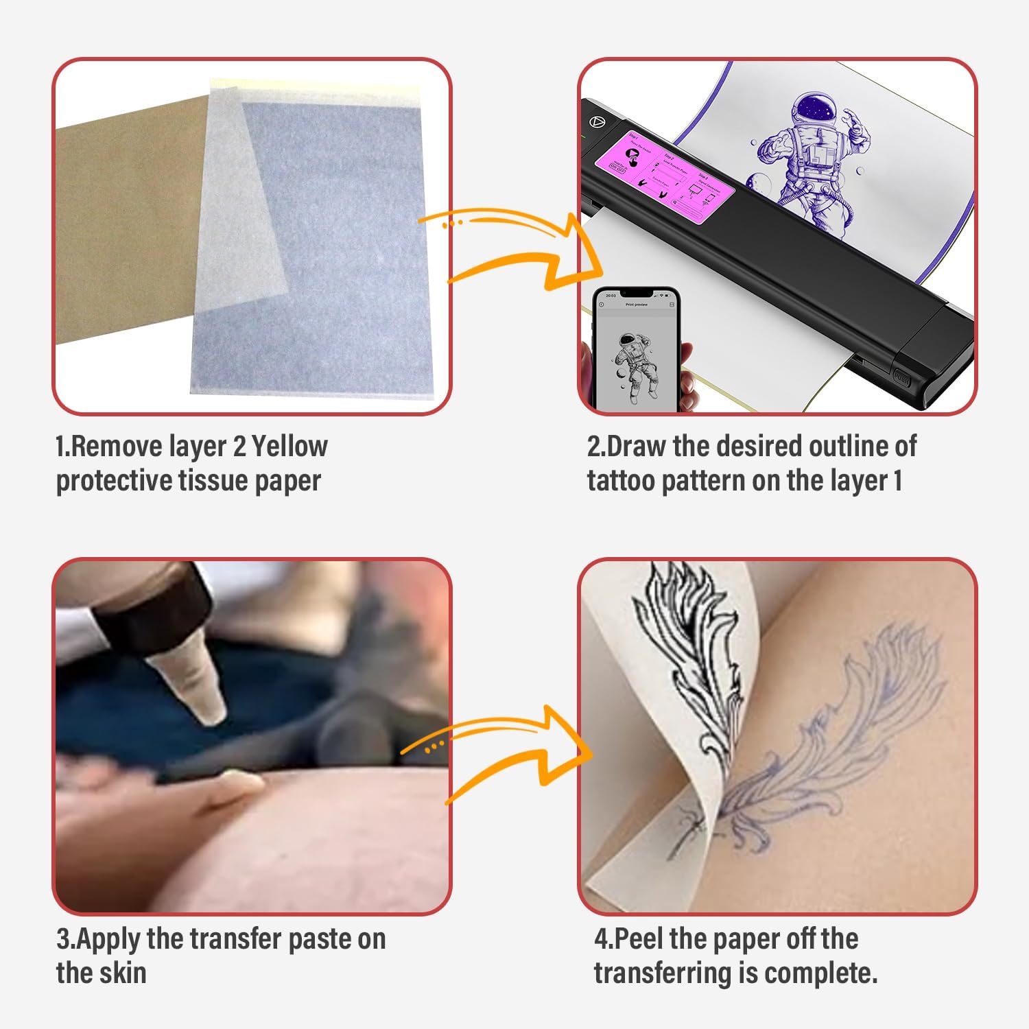 OZER 100 Sheets Tattoo Transfer Paper A4 Size, Thermal Copier Template Paper For Free Hand Thermal Copier Template Paper For Tattoo Artists (100)