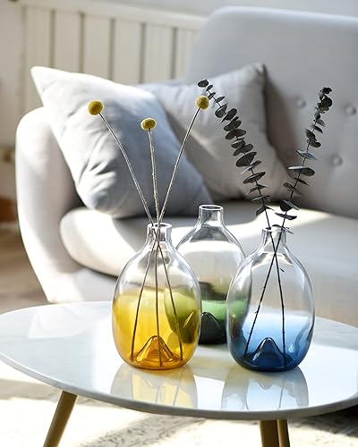 Miniatura 4 de CONVIVA Jarrón de cristal para flores, moderno centro de mesa decorativo, diseño simple, soplado a mano, decoración del hogar, cocina, comedor, sala