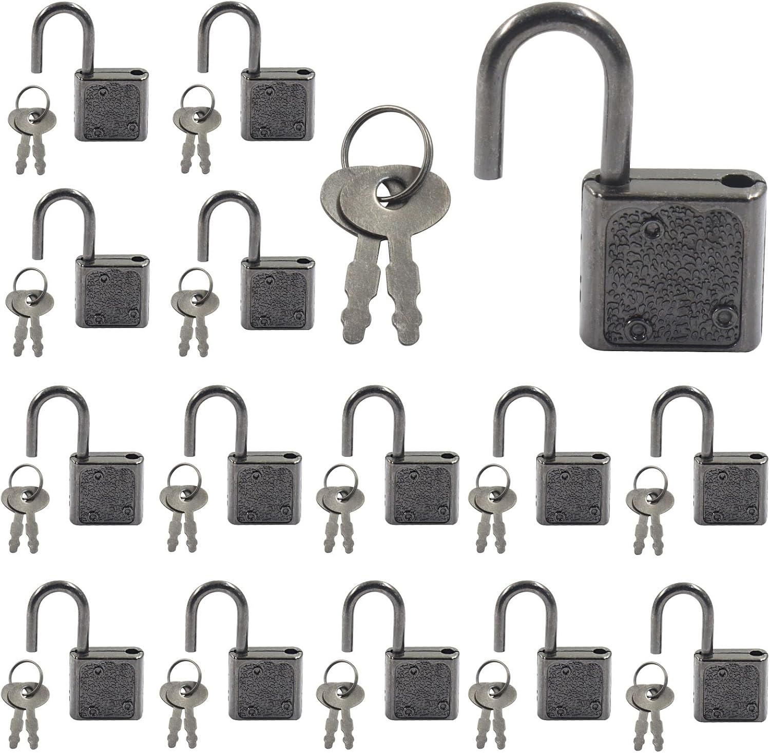 15 Pcs Mini Lock with Key, Bronze Tiny Lock, Small Luggage Locks, Antique Padlock for Suitcase, Schoolbag, Boxes, Decor
