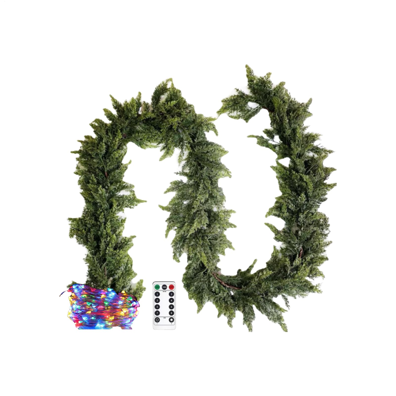 Guirlande de Noël avec lumières et télécommande pour décoration festive de 2.7m