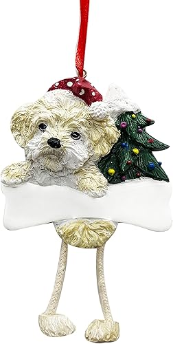 Shihpoo Adorno con patas colgantes únicas pintadas a mano y fácilmente personalizadas, adorno de Navidad