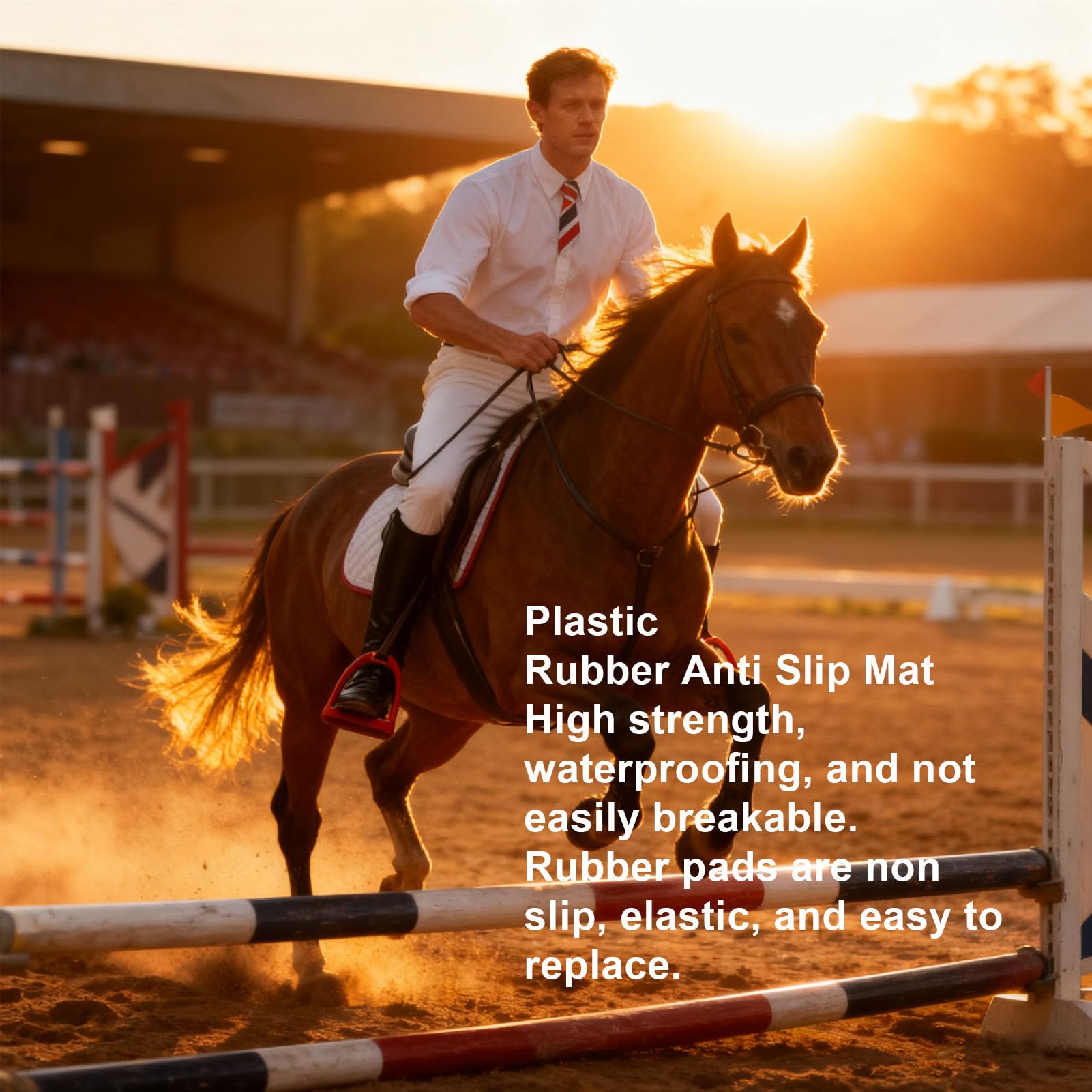 Fockety Estribos para Montar a Caballo, Silla de Montar de Plástico Resistente y Liviana con Banda de Rodadura de Goma Antideslizante, para Entrenamiento de Clubes Ecuestres (Talla pequeña)