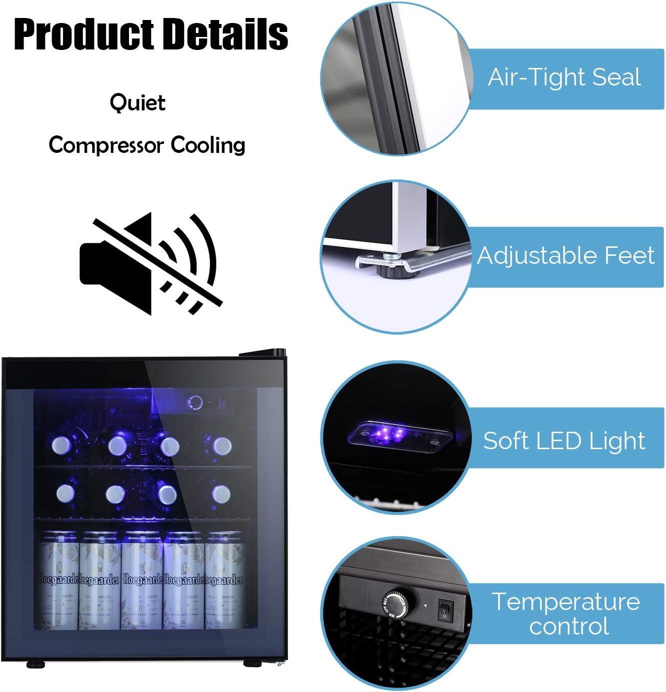 Antarctic Star Beverage Refrigerator Cooler - 60 Can Mini Fridge Glass Door for Soda Beer or Wine, Smoked Glass Door Small Drink Dispenser Machine for Home, Office or Bar, 1.6cu.ft.