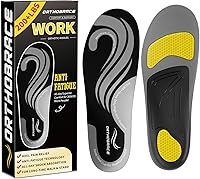 Heavy Duty Work Insoles for Standing All Day: 200+lbs High Arch Support, Plantar Fasciitis Relief, Anti-Fatigue Boots Shoes Men Women XS