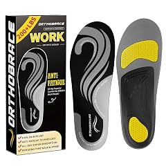 Orthobrace Work Insoles for Standing All Day 200 lbs Heavy Duty High Arch Support Inserts Foot Pain Relief