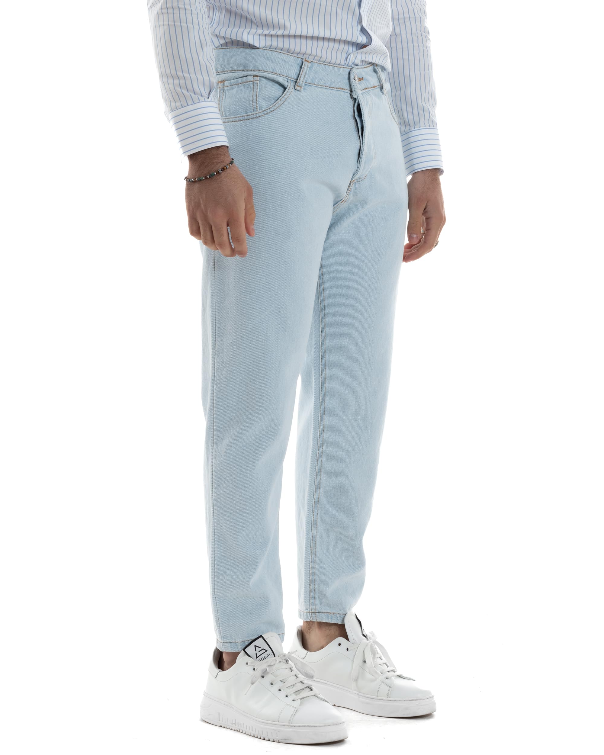 Pantalón vaquero de hombre largo con cinco bolsillos rotos, fabricado en Italia