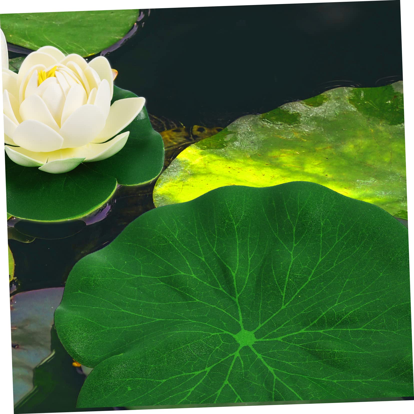 5 Zestawów Sztuczny Akwarium Krajobraz Wystrój Fałszywe Lilie Klocki Staw/Oczko Wodne Wystrój Dekoracja Dziedzińca Lily Podkładki Do Stawów Pływający 12 sztuk*5