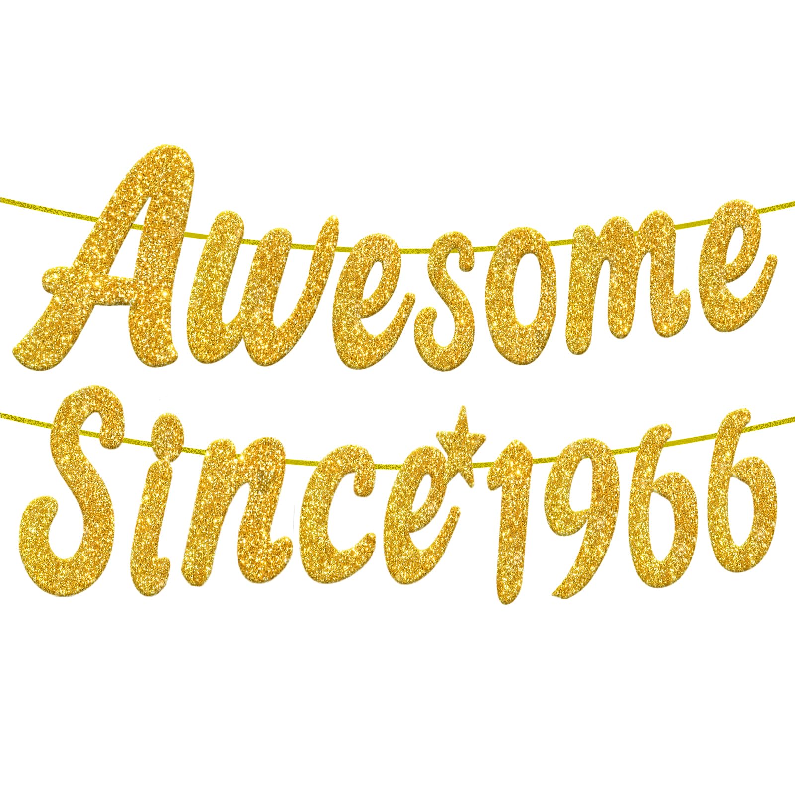 Embravfire Awesome Since 1966 Gold Glitter Banner 40th Birthday and Anniversary Banner Party Decorations Birthday Banner (1966)