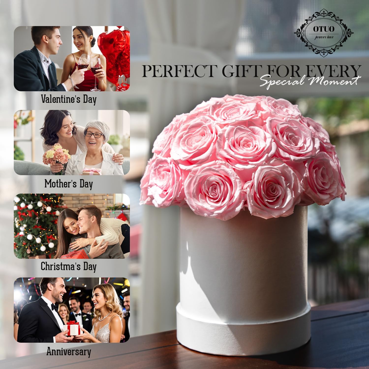 27 Preserved Roses in Round Dome Shape, Mother's Day Real Forever Flowers Rose Box, Eternal Rose Gift for Her Women Girl Friend Wife, Flower Gift for Valentines Day(Pink) - Image 5