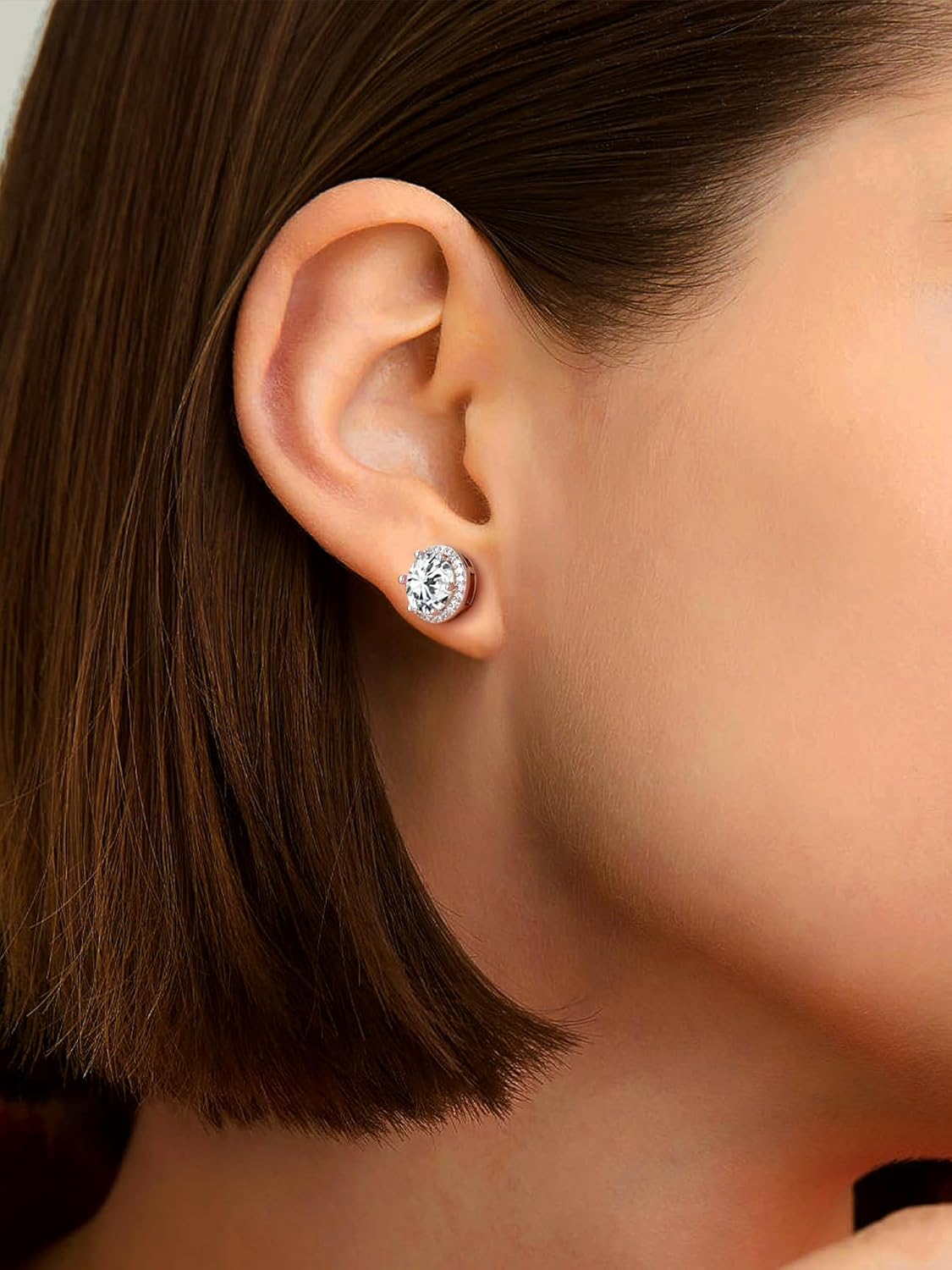 Bestyle Authentic 925 Sterling Silver 2 Carat Birthstone Earrings for Women, More Sparkle Heart/Round Solitaire Diamond Studs Earrings, Great Birthday/Christmas/Anniversary Jewelry for Wife Mother - Image 9