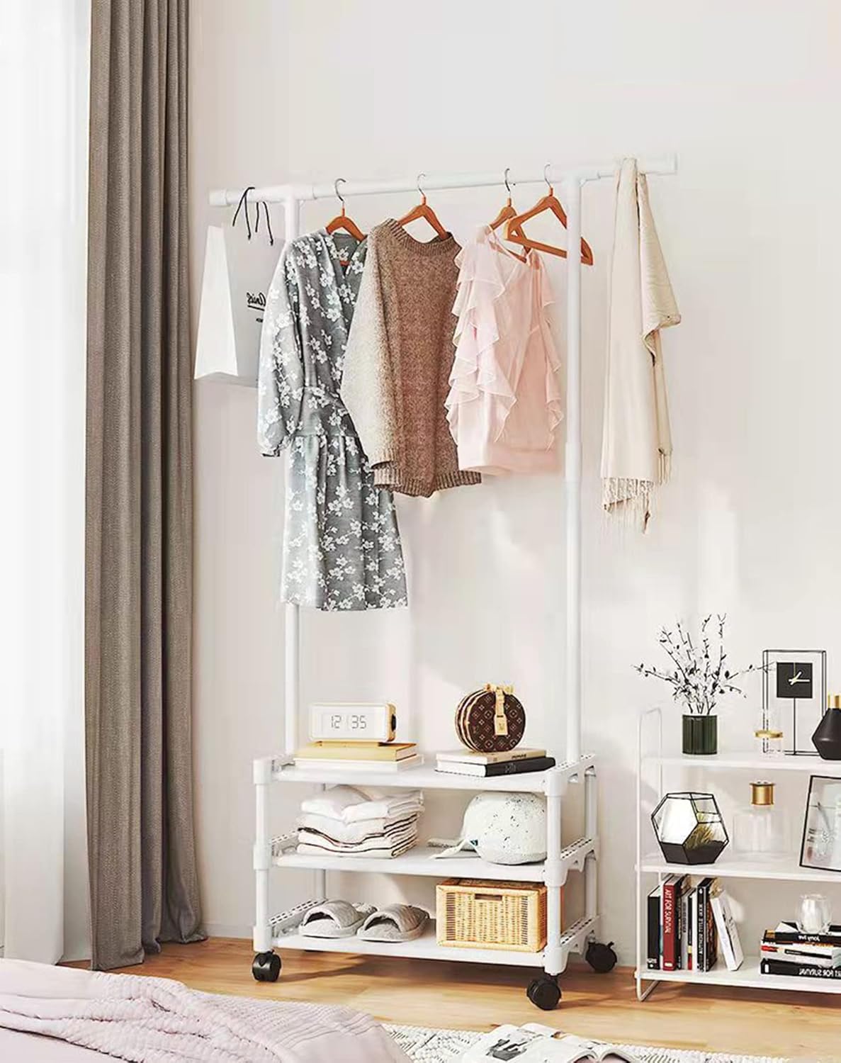 House of Quirk Multifunctional Simple Coat Rack Bedroom Cloth Organizer