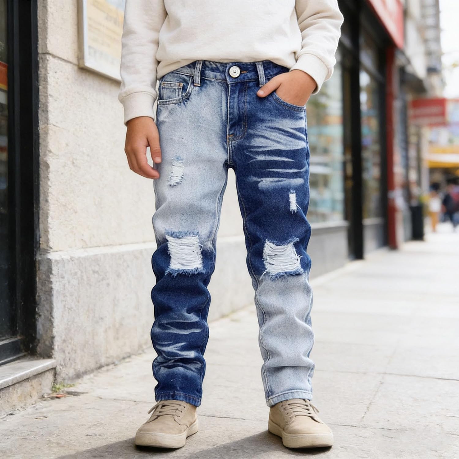Toddler Jeans Boys Skinny Slim Fit Elastic Waist Pull On Relaxed Kids Joggers Active Athletic Youth Sports Teenage Streetwear