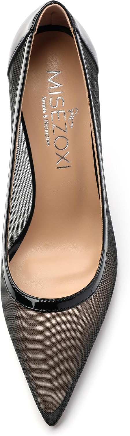 Womens Heeled Pumps, Pointed Stiletto Heels Shoes for Women, Sexy Mesh Upper High Heel Dressy Shoes 3.5"